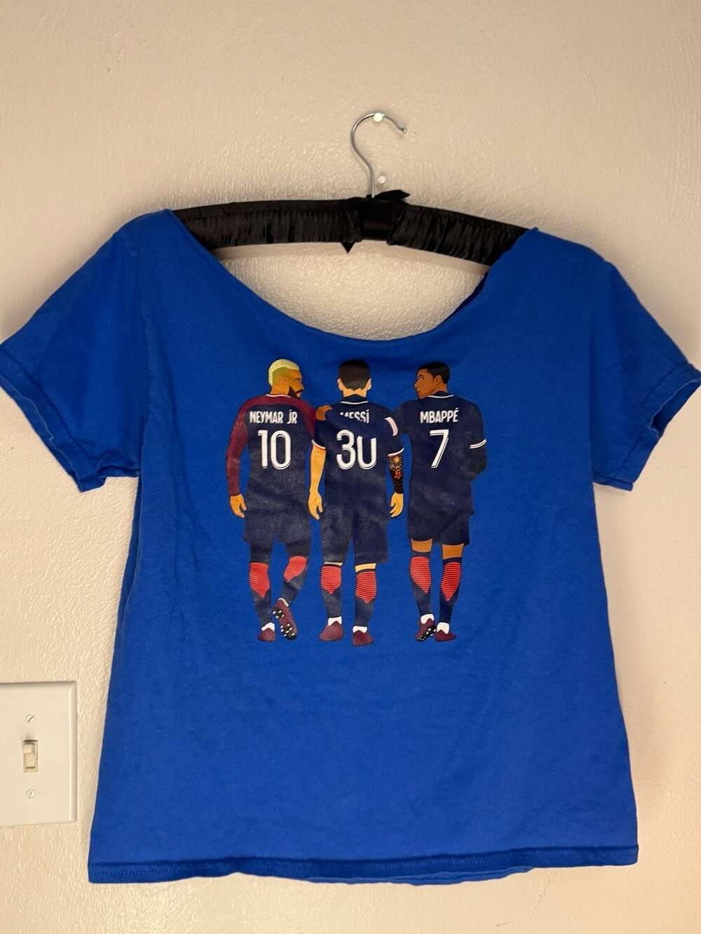 King Threads PSG Soccer Trio Messi Neymar Mbappe Royal Blue Youth T-Shirt